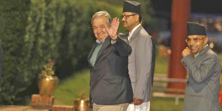 राष्ट्रसङ्घका महासचिव गुटेरेसले आज राष्ट्रसित, प्रधानमन्त्रीसँग छलफल गर्दै