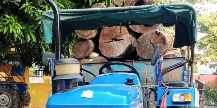 अवैध काठ बोकेको ट्याक्टरसहित चालक पक्राउ