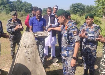 नेपाल भारत सीमा स्तम्भको मर्मत तथा रंगरोगनको काम सुरु