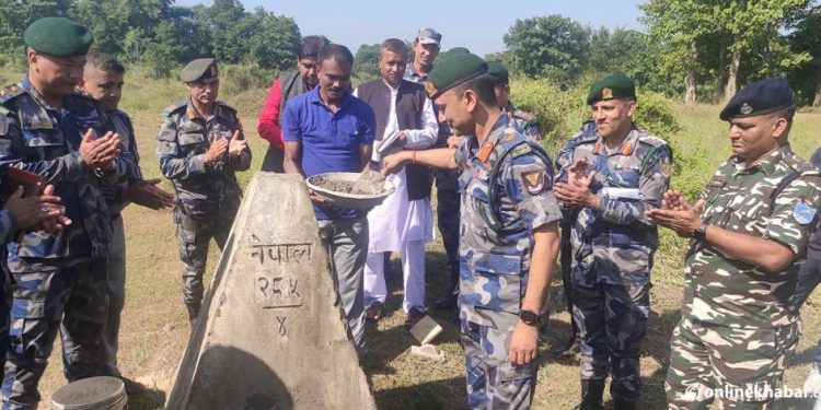 नेपाल भारत सीमा स्तम्भको मर्मत तथा रंगरोगनको काम सुरु