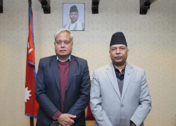 सम्माननीय उपराष्ट्रपति यादवसंग भारतीय राजदूत श्रीवास्तवको शिष्टाचार भेटवार्ता ।